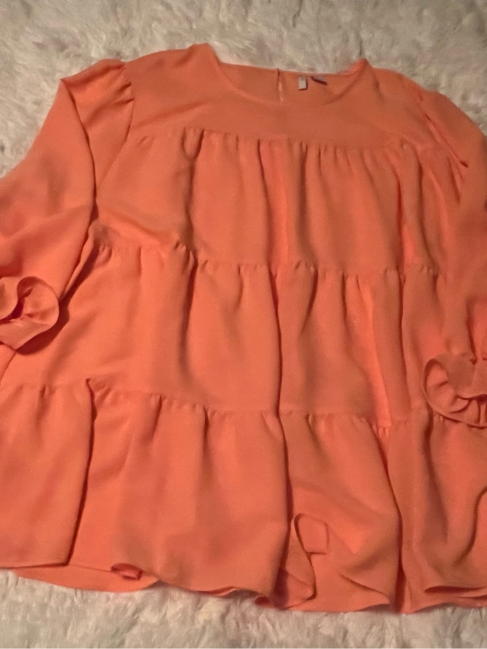 Relaxed Tiered Tunic Top in Coral